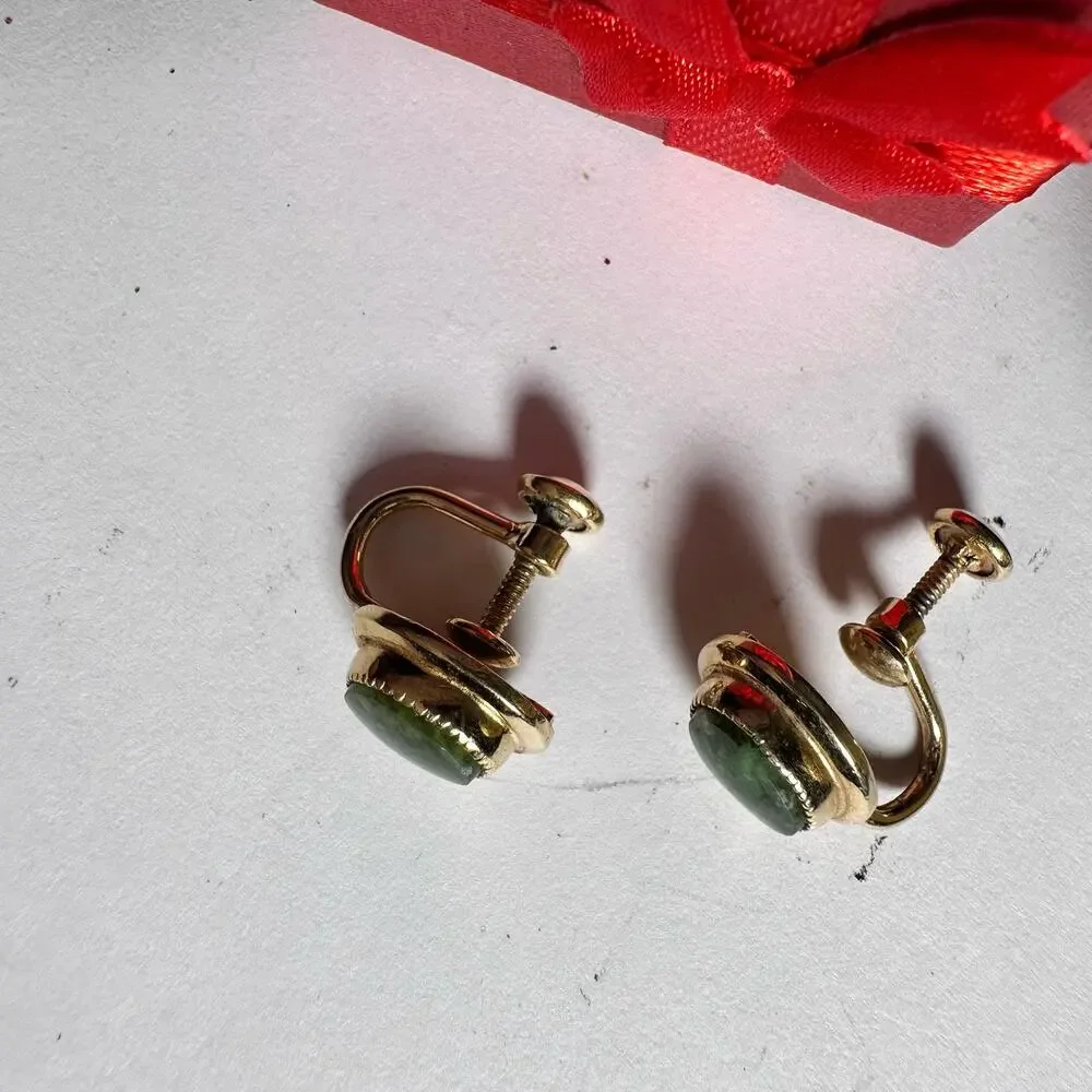 Gold Green Stud earrings